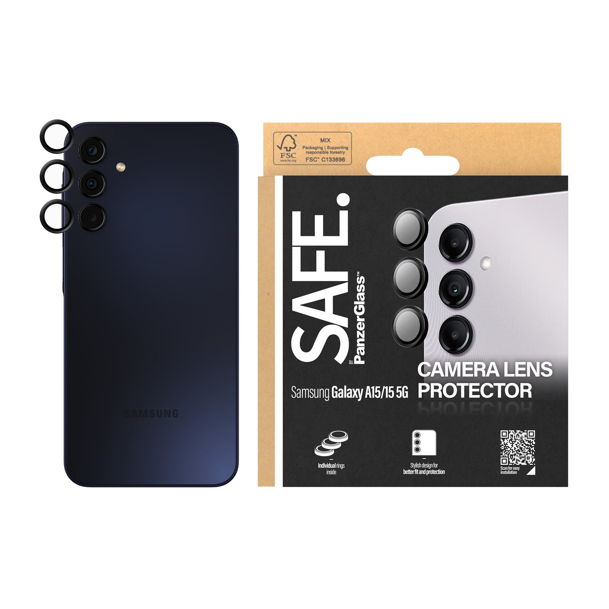 SAFE. by PanzerGlass® Camera Lens Protector Black Samsung Galaxy A15 | A15 5G